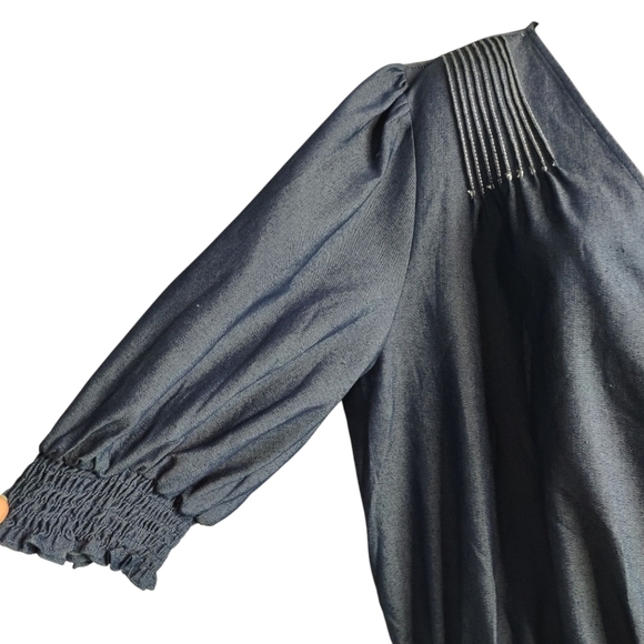 ODDY Women's Blue Puff Sleeve Denim Romper V-Neck Plus Size 3XL NWOT - Picture 8 of 11